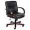 Officesource Spencer Collection Executive Mid Back Swivel Tilt with Mahogany Frame 1245VBK - alternate 1
